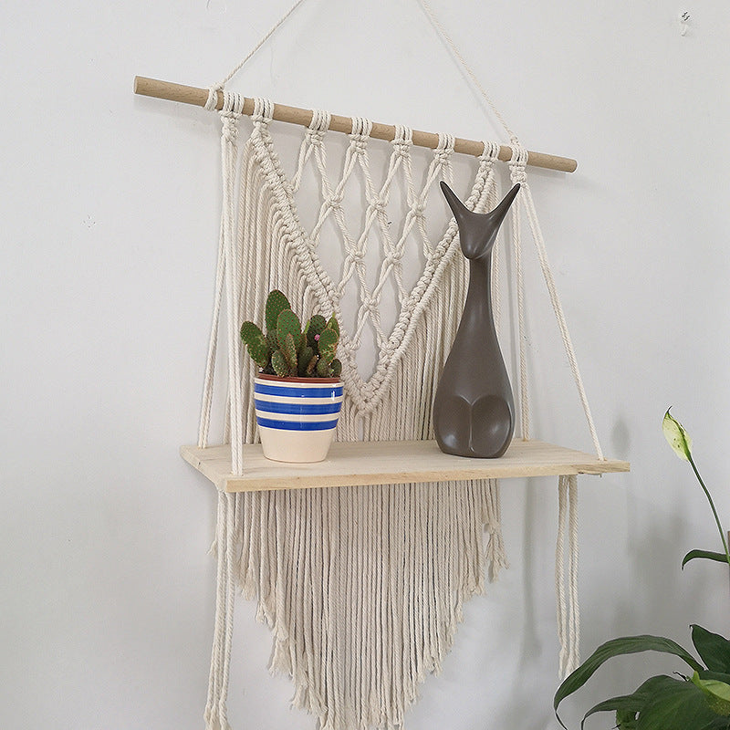 Makramee Wandteppich mit Tablar