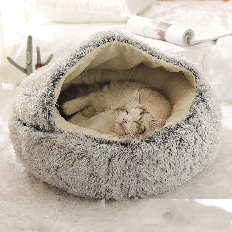 Hunde und Katzen Bett - Runde Plüsch Höhle für Haustiere