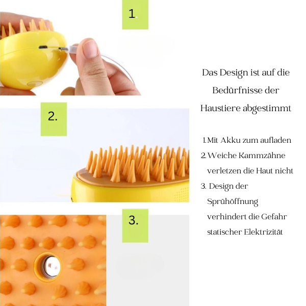Haustier Dusch-Massage Bürste mit Dampffunktion