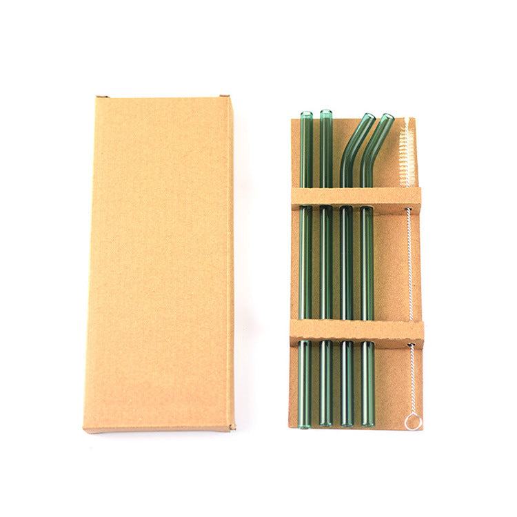 Strohhalm Set aus Glas - lang