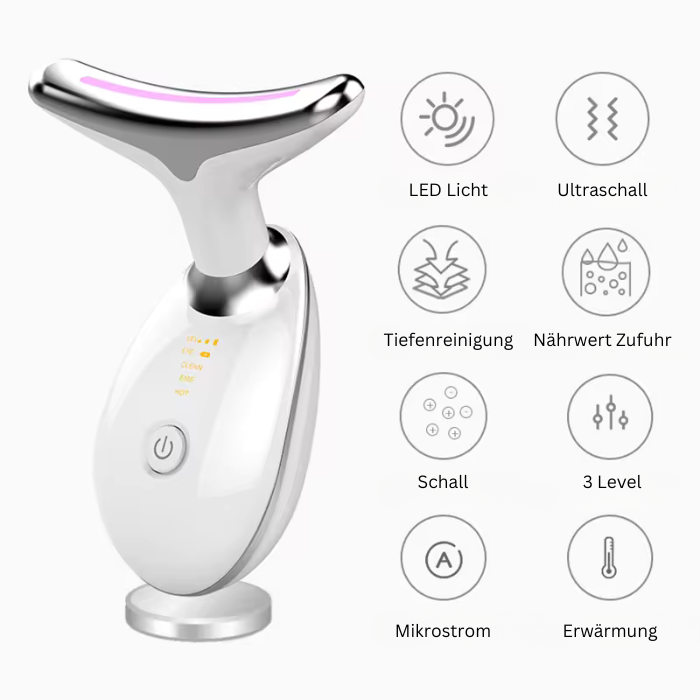 FaceUp - Hals und Gesicht LED Lichttherapie mit EMS-Funktion zur Hautoptimierung